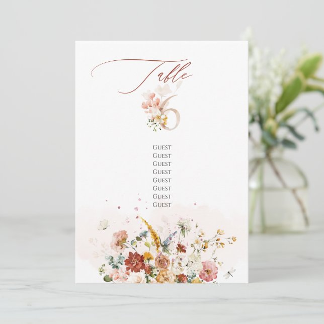 PixDezines Watercolor Fall Garden Flowers Bord 6 Inbjudningar (Stående Fram)