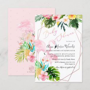 PixDezines Watercolor Flamingos Baby Shower Inbjudningar