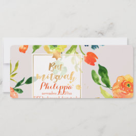 PixDezines Watercolor/Floral/Bar Mitzvah Inbjudningar