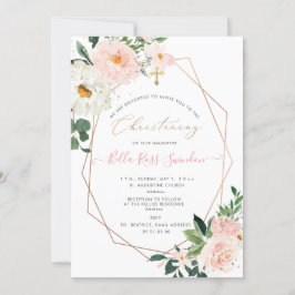 PixDezines  Watercolor Flowers Christening Inbjudningar