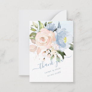 PixDezines Watercolor Flowers Dusty Blue Anteckningskort