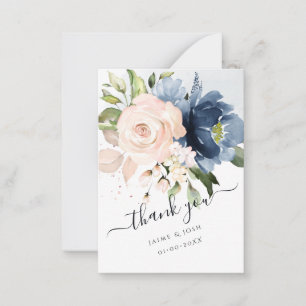 PixDezines Watercolor Flowers marinblå Anteckningskort