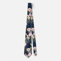 PixDezines Watercolor Flowers Navy Blue Rosa Nacke
