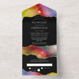 PixDezines Watercolor Galaxy Agate Bat mitzvah