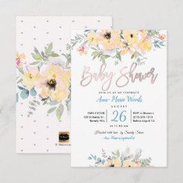 PixDezines Watercolor Garden Ro Baby Shower Inbjudningar