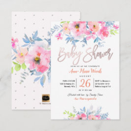 PixDezines Watercolor Garden Ro Baby Shower Inbjudningar