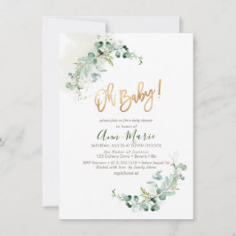 PixDezines Watercolor Greenery Baby Shower-inbjuda Inbjudningar