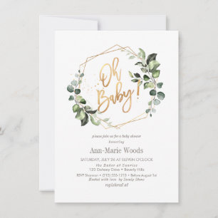 PixDezines Watercolor Greenery Baby Shower Inbjudningar