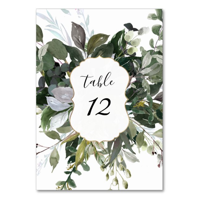 PixDezines Watercolor Greenery Eucalyptus Bordsnummer (Framsidan)