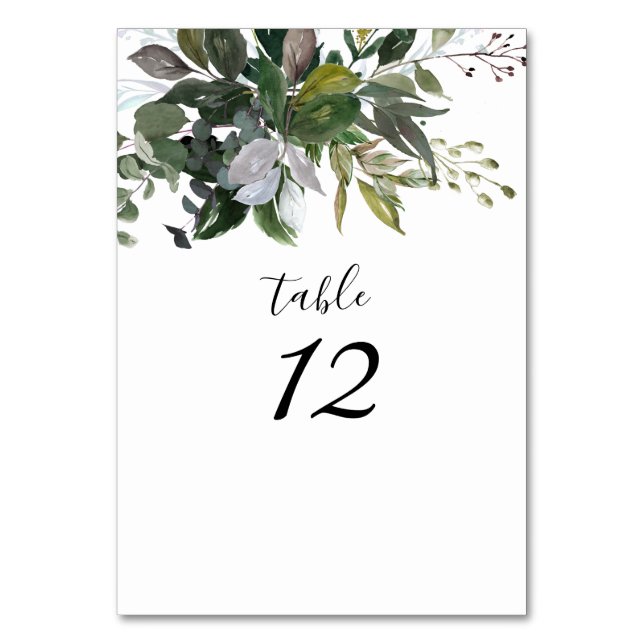 PixDezines Watercolor Greenery Eukalyptus Bordsnummer (Framsidan)