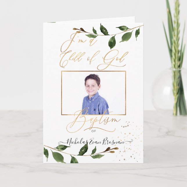 PixDezines Watercolor Greenery LDS Baptism Program (Framsida)