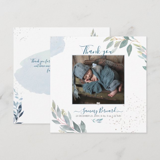 PixDezines Watercolor Greenery Tack Inbjudningar (Fram/baksida)