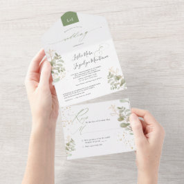 PixDezines Watercolor Grönt Guld Foliage