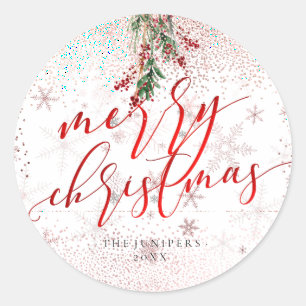 PixDezines Watercolor Holly Berries Runt Klistermärke