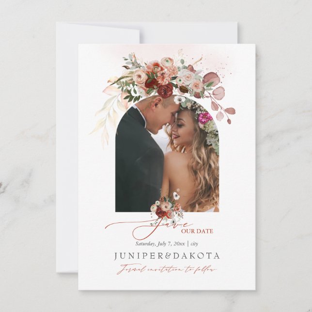 PixDezines Watercolor Marsala Red Autumn Kärlek Sp Spara Datumet (Framsida)