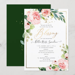 PixDezines Watercolor Ömmande Rosa Blomning Dop Inbjudningar