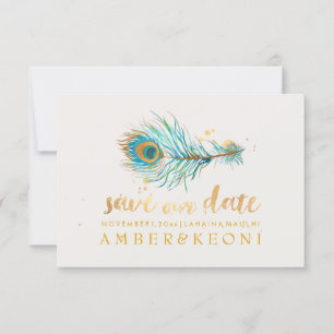 PixDezines Watercolor Peacock Plume/spara - datum Inbjudningar