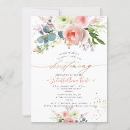 PixDezines  Watercolor Peonies Christening Inbjudningar