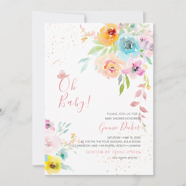 PixDezines Watercolor Peonies DIY eventBaby Shower Inbjudningar (Framsida)