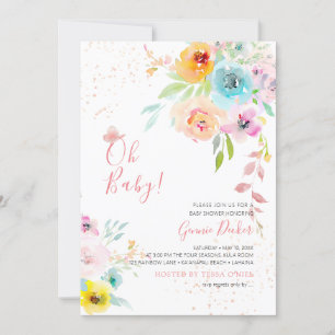 PixDezines Watercolor Peonies DIY eventBaby Shower Inbjudningar