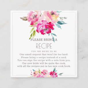 PixDezines Watercolor Peonies Recipe-begäran Tilläggskort
