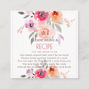 PixDezines Watercolor Peonies Recipe Request Enclo Tilläggskort