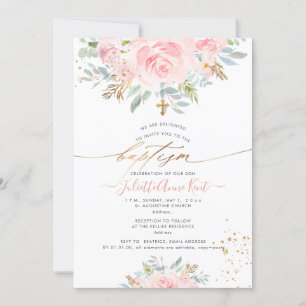 PixDezines Watercolor Ro Baptism Inbjudningar