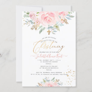 PixDezines Watercolor Ro Christening Inbjudningar