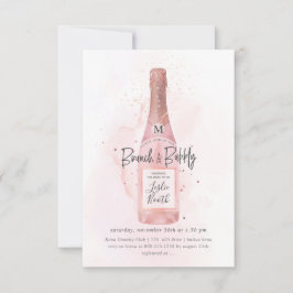 PixDezines Watercolor Rosa Champagne Brunch BubLY Inbjudningar