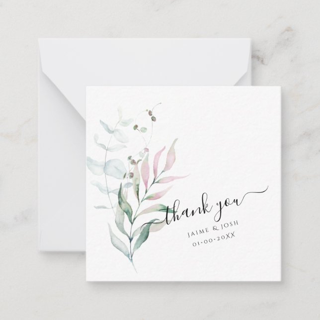 PixDezines Watercolor Rosa Gum Eucalyptus Anteckningskort (Framsida)