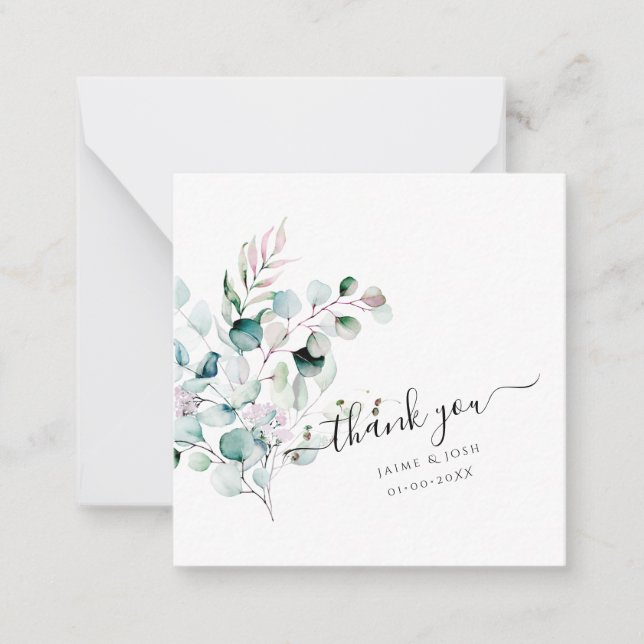 PixDezines Watercolor Rosa Gum Eucalyptus Not C Anteckningskort (Framsida)