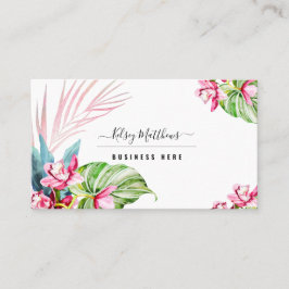 PixDezines Watercolor Rosa Kona Cymbidium Visitkort