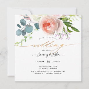 PixDezines Watercolor  Rosa Peonies Inbjudningar