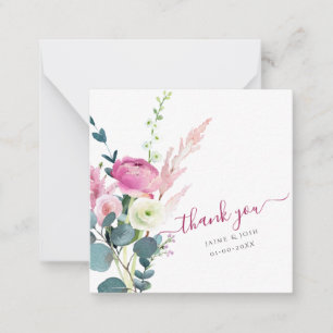 PixDezines Watercolor Rosa Ranunculus Tack Anteckningskort