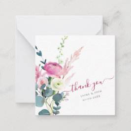 PixDezines Watercolor Rosa Ranunculus Tack Anteckningskort
