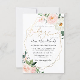 PixDezines Watercolor  Rosa ros Baby Shower Inbjudningar