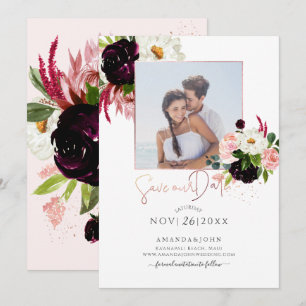 PixDezines Watercolor Rustik Blomning, Spara Datum Inbjudningar