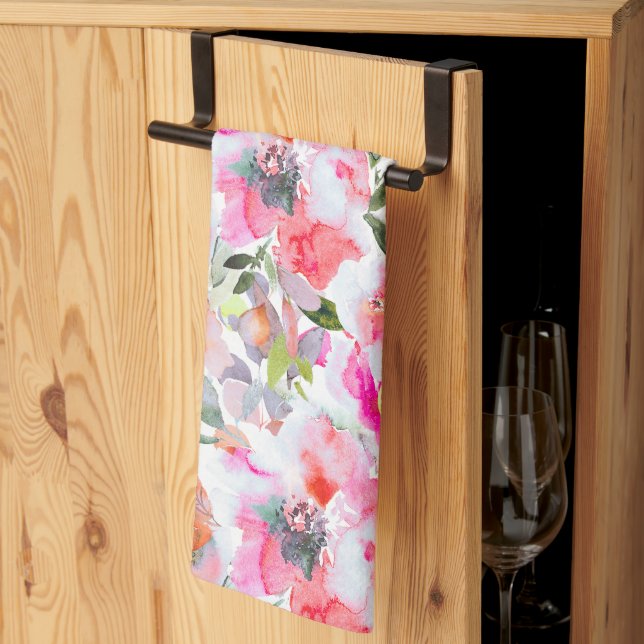 PixDezines Watercolor sommarblommor  Kökshandduk (Thirds Fold)