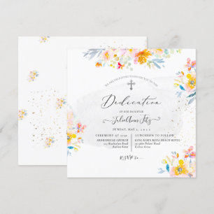 PixDezines Watercolor Summer Rosor Dedication Inbjudningar