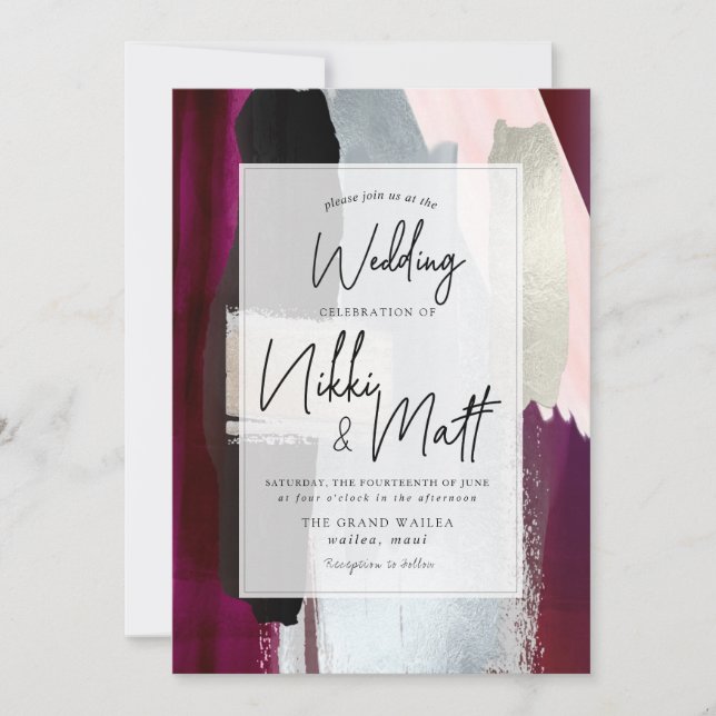 PixDezines Watercolor Swatches Dahlia Red  Inbjudningar (Framsida)