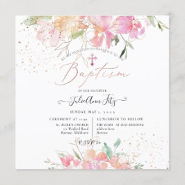 PixDezines Watercolor  Sweet Peas Baptism Inbjudningar