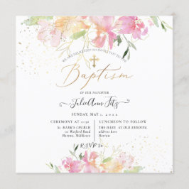 PixDezines Watercolor  Sweet Peas Baptism Inbjudningar