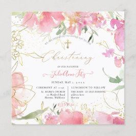 PixDezines Watercolor  Sweet Peas Christening Inbjudningar