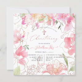 PixDezines Watercolor  Sweet Peas Christening Inbjudningar