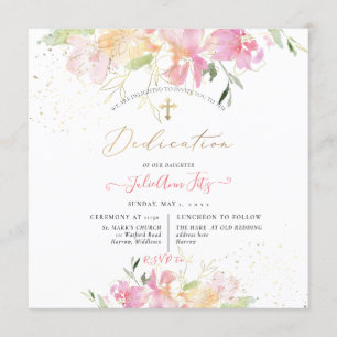 PixDezines Watercolor Sweet Peas Dedication Inbjudningar