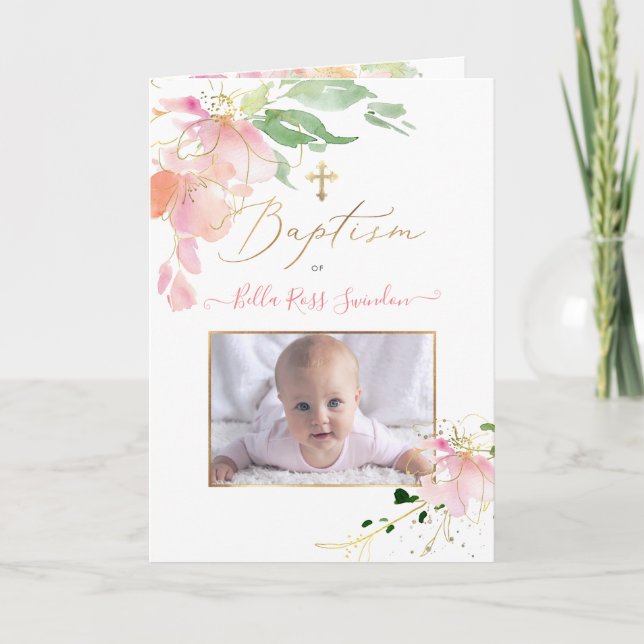 PixDezines Watercolor Sweetpeas Baptism Program (Framsida)