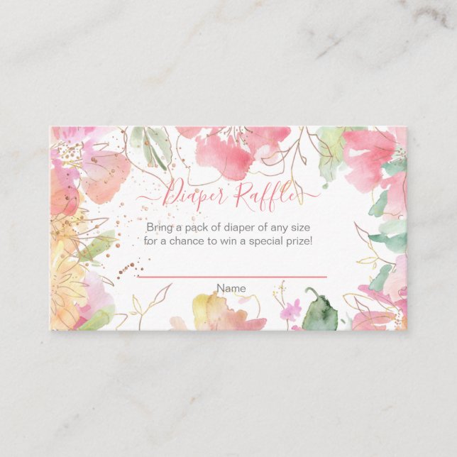 PixDezines Watercolor Sweetpeas, Diaper Raffle Tilläggskort (Framsida)