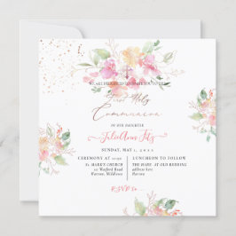 PixDezines Watercolor Sweetpeas Heliga Communion Inbjudningar