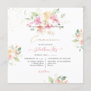 PixDezines Watercolor Sweetpeas Heliga Communion Inbjudningar