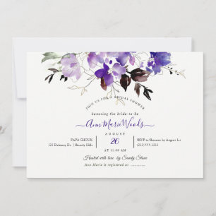 PixDezines Watercolor Sweetpeas Violet Lila Inbjudningar